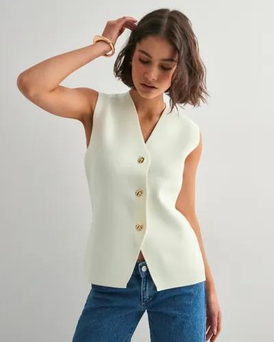 Neo Noir - Vit - Sway Smooth Knit Waistcoat 