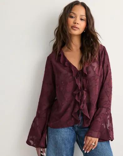 Pieces - Röd - Pcmumo Ls Top Wvn