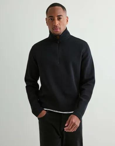 Selected Men Slhkev Ls Zip Sweat Half zip Svart