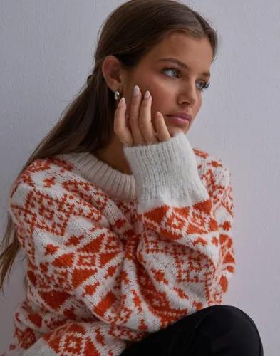 Pieces - Röd - Pcjianna Ls O-Neck Knit Bc 