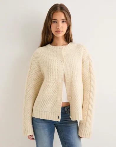 Pieces - Beige - Pcjacinthe Ls O-Neck Knit Cardigan 
