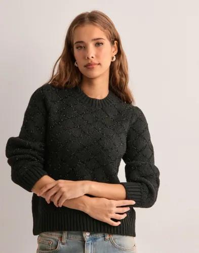 Only - Svart - Onlalba L/S Glitter O-Neck Cc Knt 