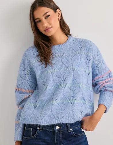 Vero Moda - Blå - Vmnew Hatty Ls O-N Stitch Pullover 