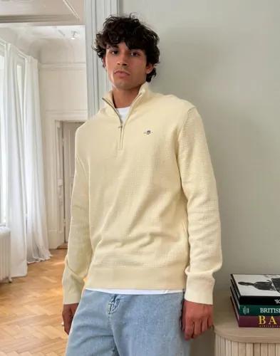 Gant Textured Cotton Half Zip Half zip Beige 
