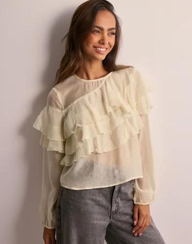 Vero Moda - Beige - Vmleanna Ls Ruffle Top Vma 