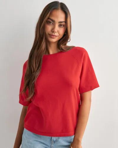 Pieces - Röd - Pcbree Ss O-Neck Knit Noos Bc 