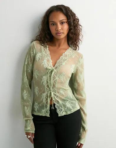 Nelly - Grön - Delicate Lace LS Top 