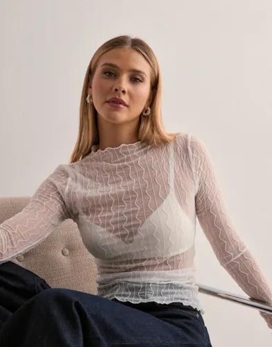 Pieces - Vit - Pcpriya Sandra Ls Mockneck Jrs Top 