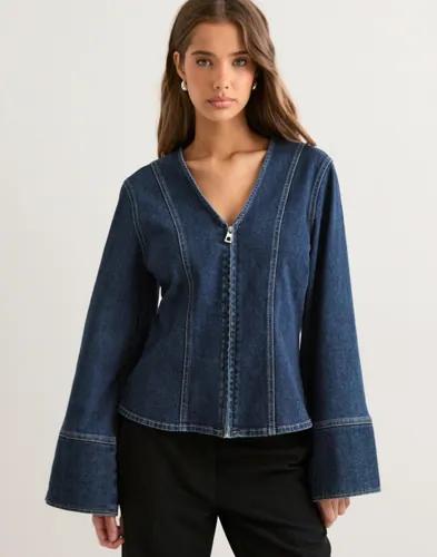 Pieces - Blå - Pcflora Ls Denim Shirt 