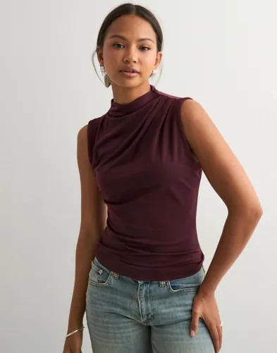 Pieces - Röd - Pcmadison Sl Draped Top Noos Bc 