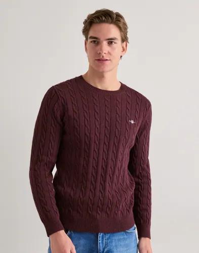 Gant Cotton Cable C-Neck Stickade tröjor Röd