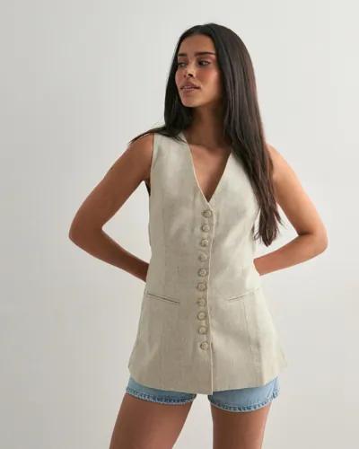 Malina - Beige - Cielo Linen vest 
