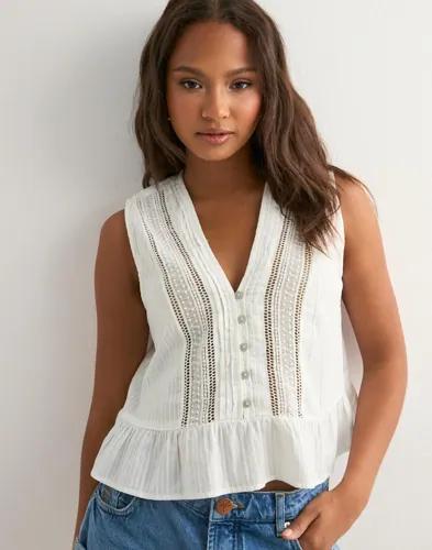 Only - Vit - Onltalli Sl Emb Top Wvn 