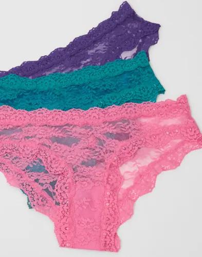 Nelly - Blå - Cheeky Lace Brazilian 3-Pack
