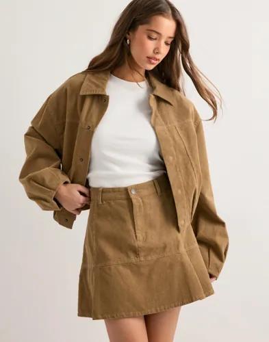 Pieces - Beige - Pcbabett Mw Corderoy Denim Mini Ski 