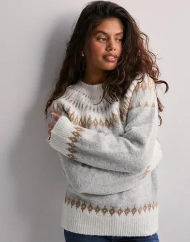 Nelly - Grå - Jacquard Knit Sweater 