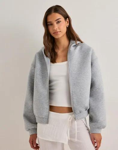 Pieces - Grå - Pcbucuba Ls Zipper Scuba Hoodie Act 