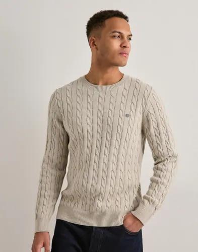 Gant Cotton Cable C-neck Stickade tröjor Beige 