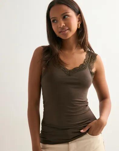 Pieces - Brun - Pcbarbera Lace Top Noos Bc 