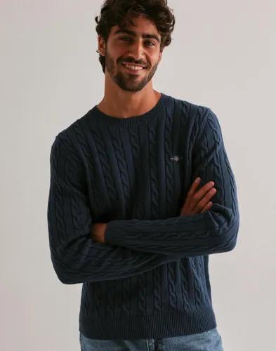 Gant Cotton Cable C-Neck Stickade tröjor Blå