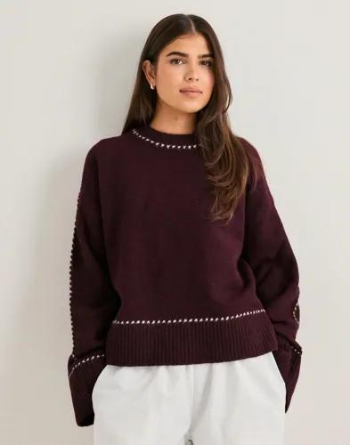 Neo Noir - Röd - Roeme Knit Stitch Blouse 