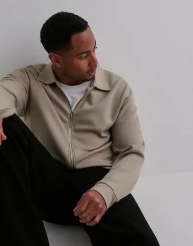 Selected Men Slhemanuel Soft Full Zip Sweat Noos Sweatshirts Beige 