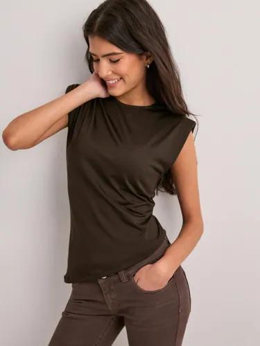 Pieces - Brun - Pcova Sl Ruffle Top Jrs D2D 