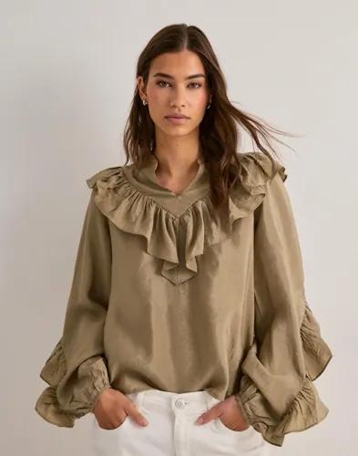 Neo Noir - Beige - Nula Flounce Crisp Blouse 