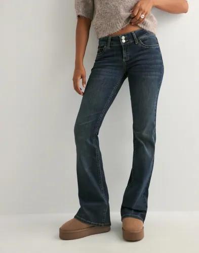Nelly - Blå - Low Waist Bootcut Stitch Jeans