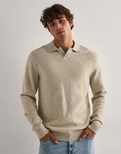 Casual Friday CFKarl polo knit Tröjor med dragkedja Beige