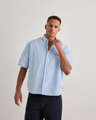 Que Sera Sera Steve Stripe Shirt SS Kortärmade skjortor Blå 