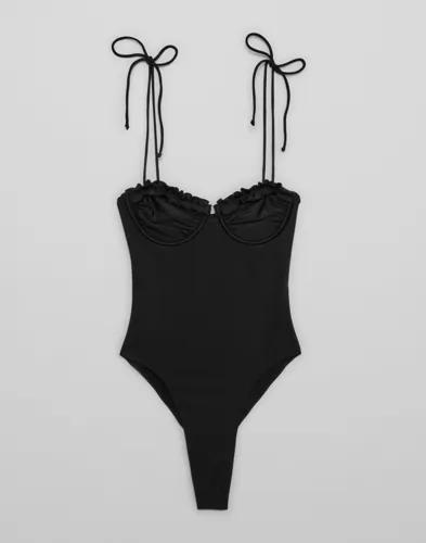 Nelly - Svart - Ruffle Swimsuit 
