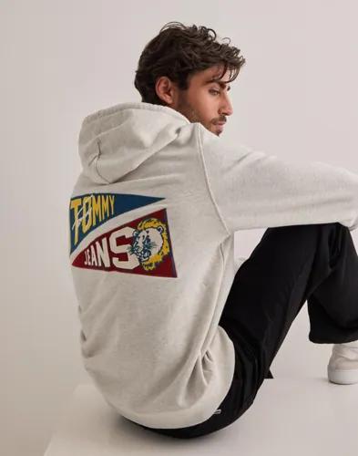 Tommy Jeans Tjm Reg Uni Flag Tiger Hoodie Hoodies Grå