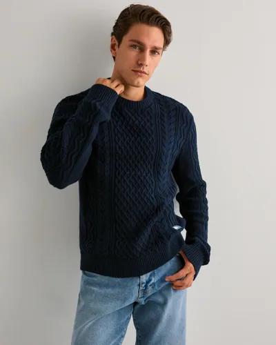 Tommy Jeans Tjm Slm Badge Cable Knit Sweater Stickade tröjor Blå