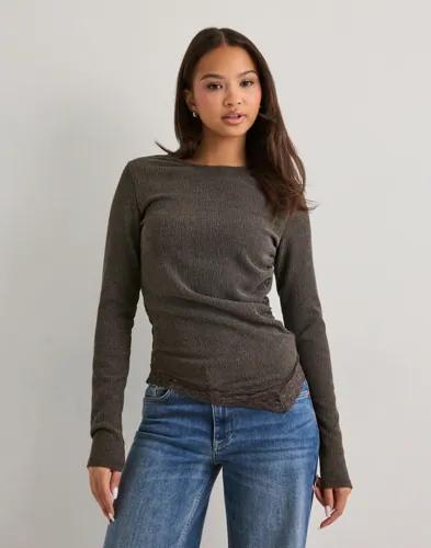 Vero Moda - Brun - Vmluna Ls Asm Lace Detail Top Jrs E 