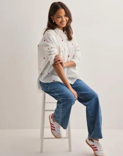 Only - Vit - Onlnew Lina Grace Ls Emb Shirt Noos 