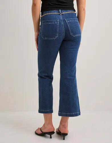 Only - Blå - Onlemily Hw Crop Flare Belt Dnm Mae 