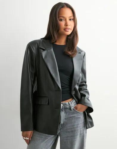 Only - Svart - Onlverona Faux Leather Fit Blazer C 
