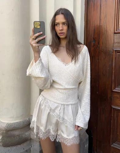 Nelly - Beige - Knit Wrap Sweater 