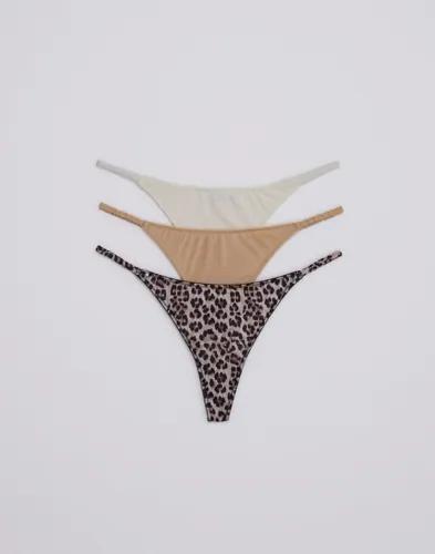 Nelly - Beige - Low Waist 3-Pack Thong