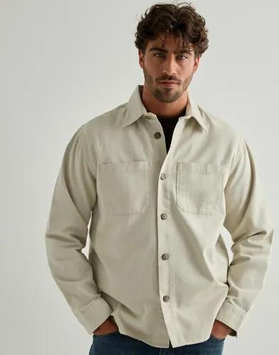 Selected Men Slhtravis Twill Overshirt Ls Noos Overshirts Beige 