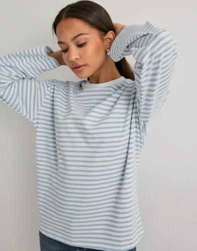 Pieces - Blå - Pcsadie Ls Top Noos