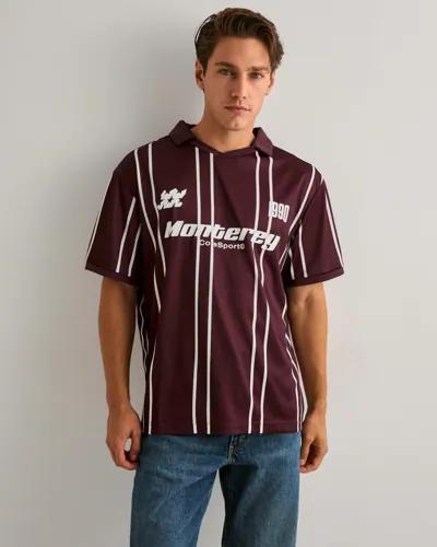 Jack & Jones Jcosignal Stripe Mesh V-Neck Collar T-shirts med tryck Röd