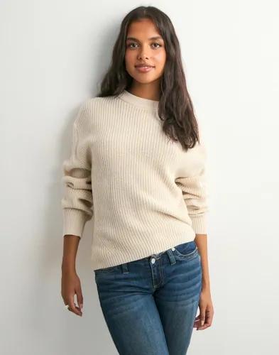 Only - Beige - Onlmilouz Ls Rib Pullover Knt Noos 
