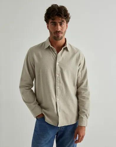 Selected Men Slhregnoah Brushed Twist Shirt Ls N Vardagsskjortor Beige 