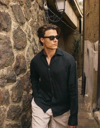 Jack & Jones Jprcclawrence Linen L/S Shirt Sn Vardagsskjortor Svart