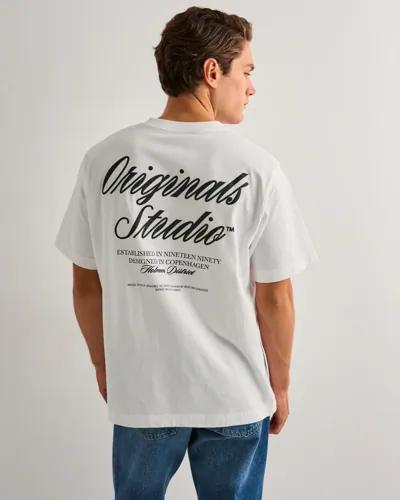 Jack & Jones Jornorrebro Typo Tee Ss Crew Neck N T-shirts med tryck Vit