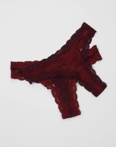 Nelly - Röd - Lovely Lace 2-Pack Thong 