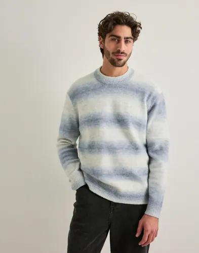 Selected Men Slhmivo Ls Relaxed Space Dyed Crew Stickade tröjor Blå