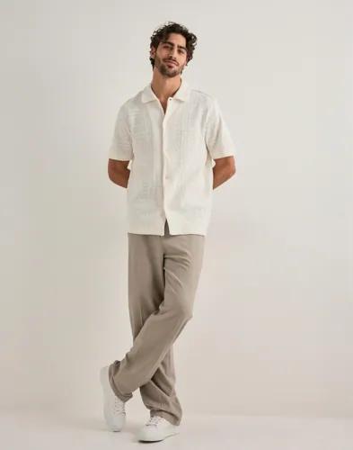 Les Deux Hector Pointelle Ss Shirt Kortärmade skjortor Beige